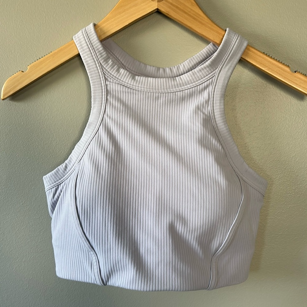 Lululemon Ribbed Nulu High-Neck Yoga Bra Faint Lavender Sz 8